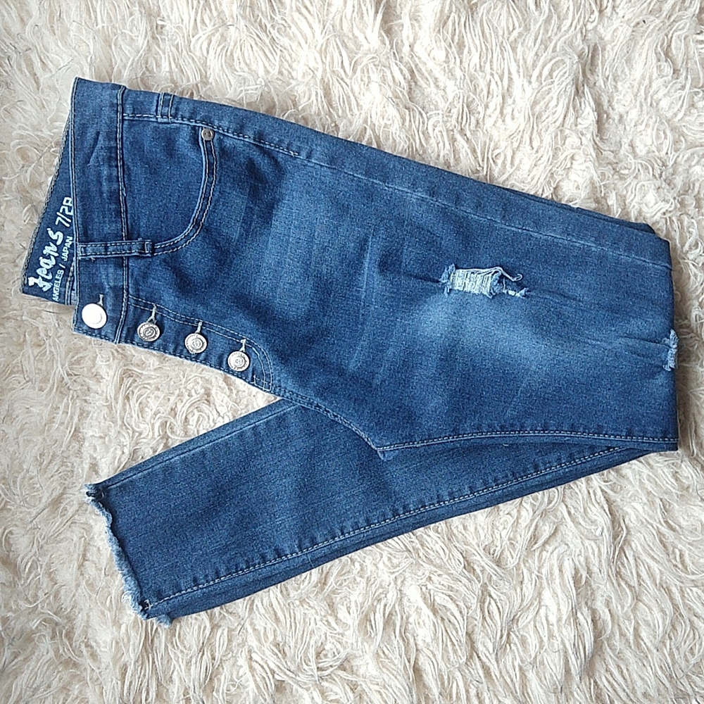 Pastel Jeans High Waist Skinny Raw Hem 7/28